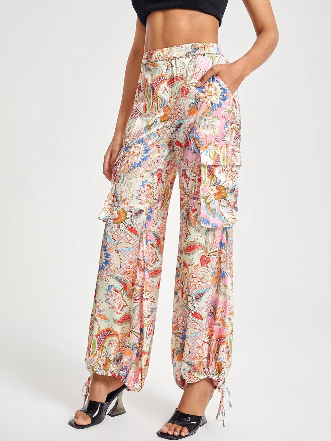 Floral Printed Cargo Pants