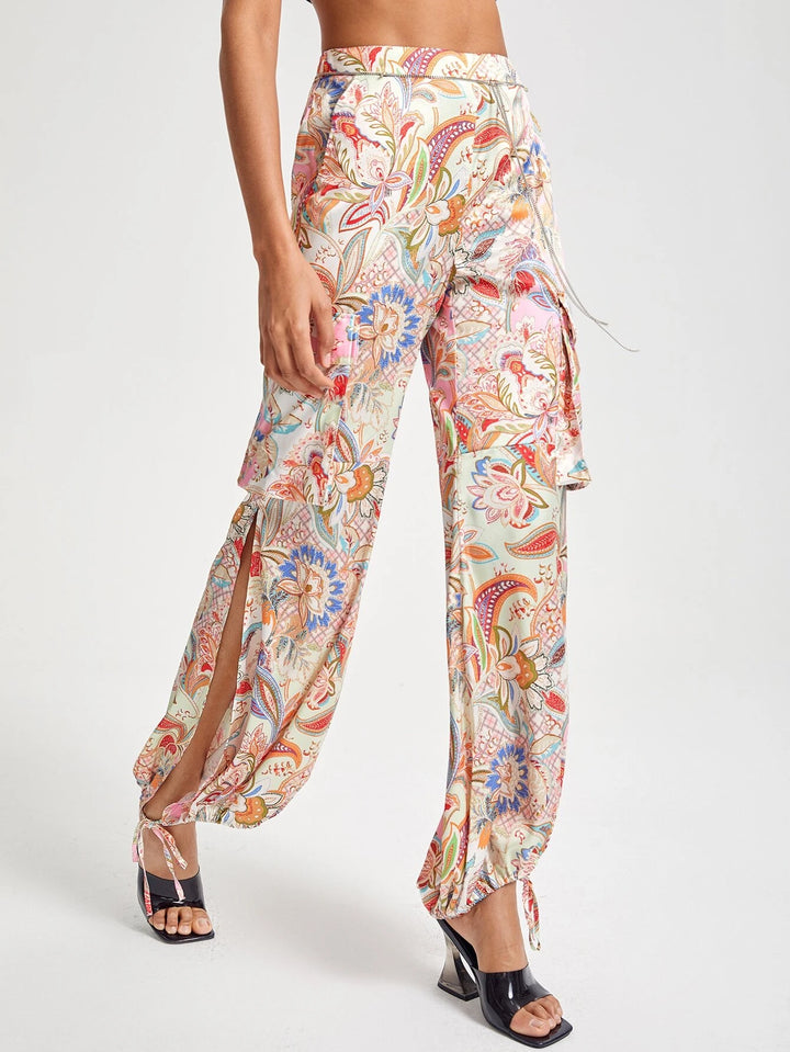 Floral Printed Cargo Pants