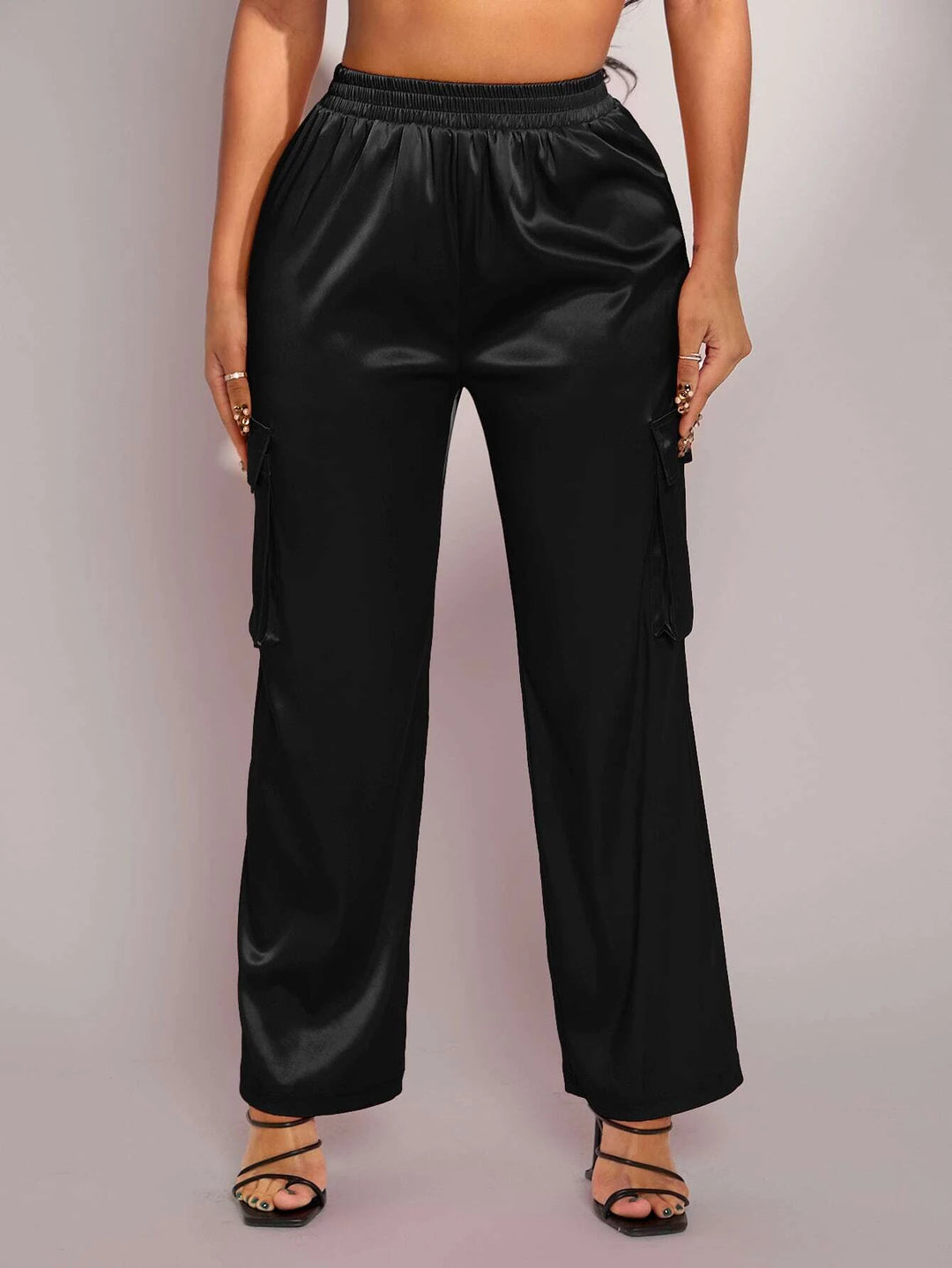 Drawstring Waist Satin Pants