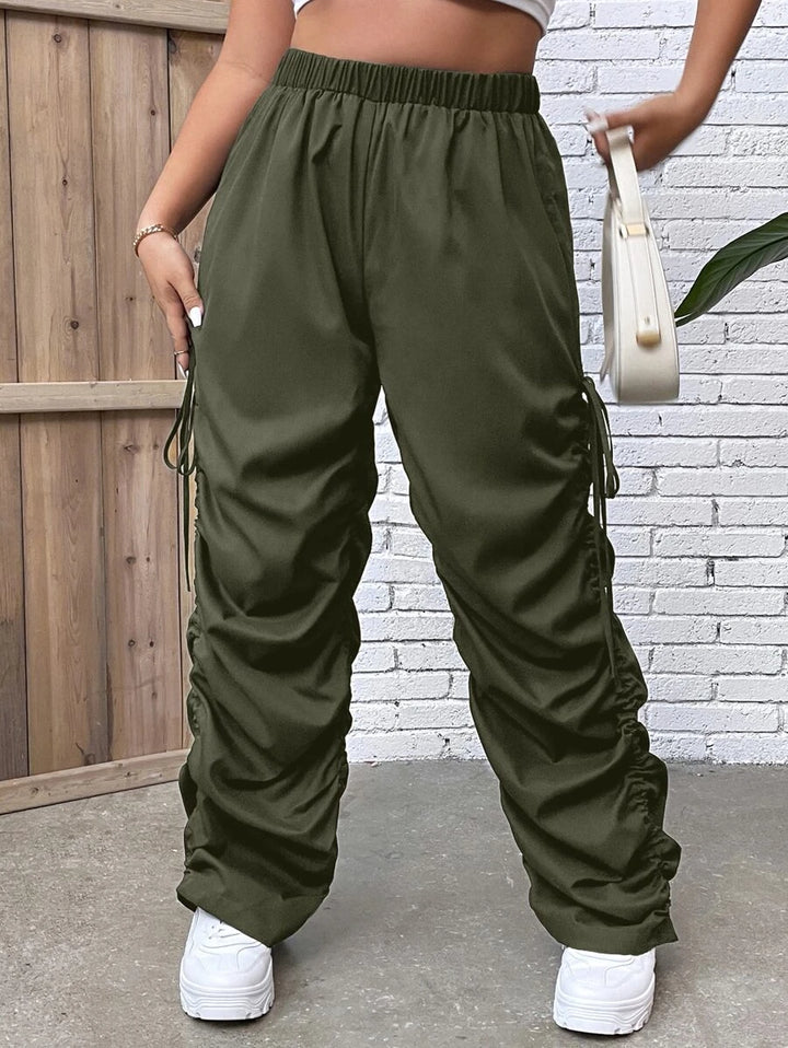 Drawstring Side Ruched Pants