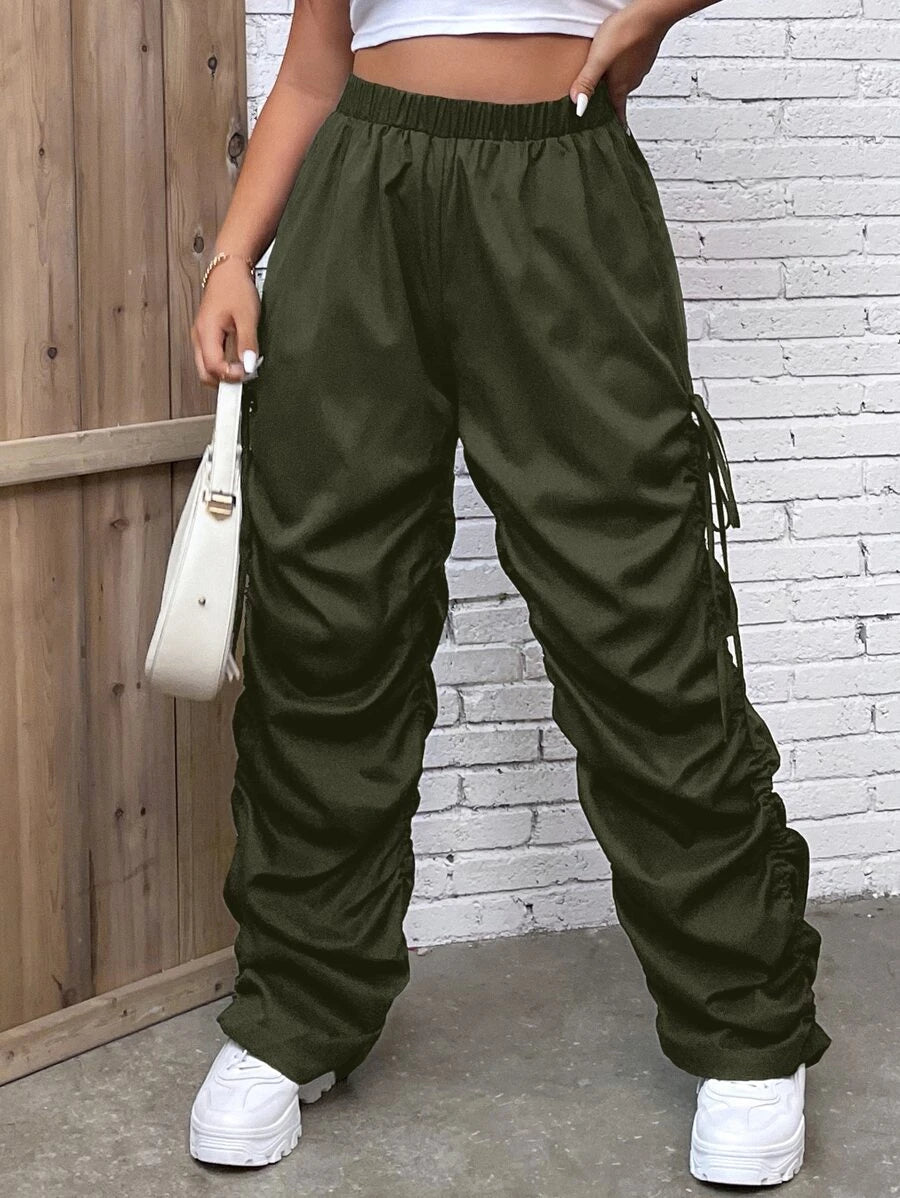 Drawstring Side Ruched Pants