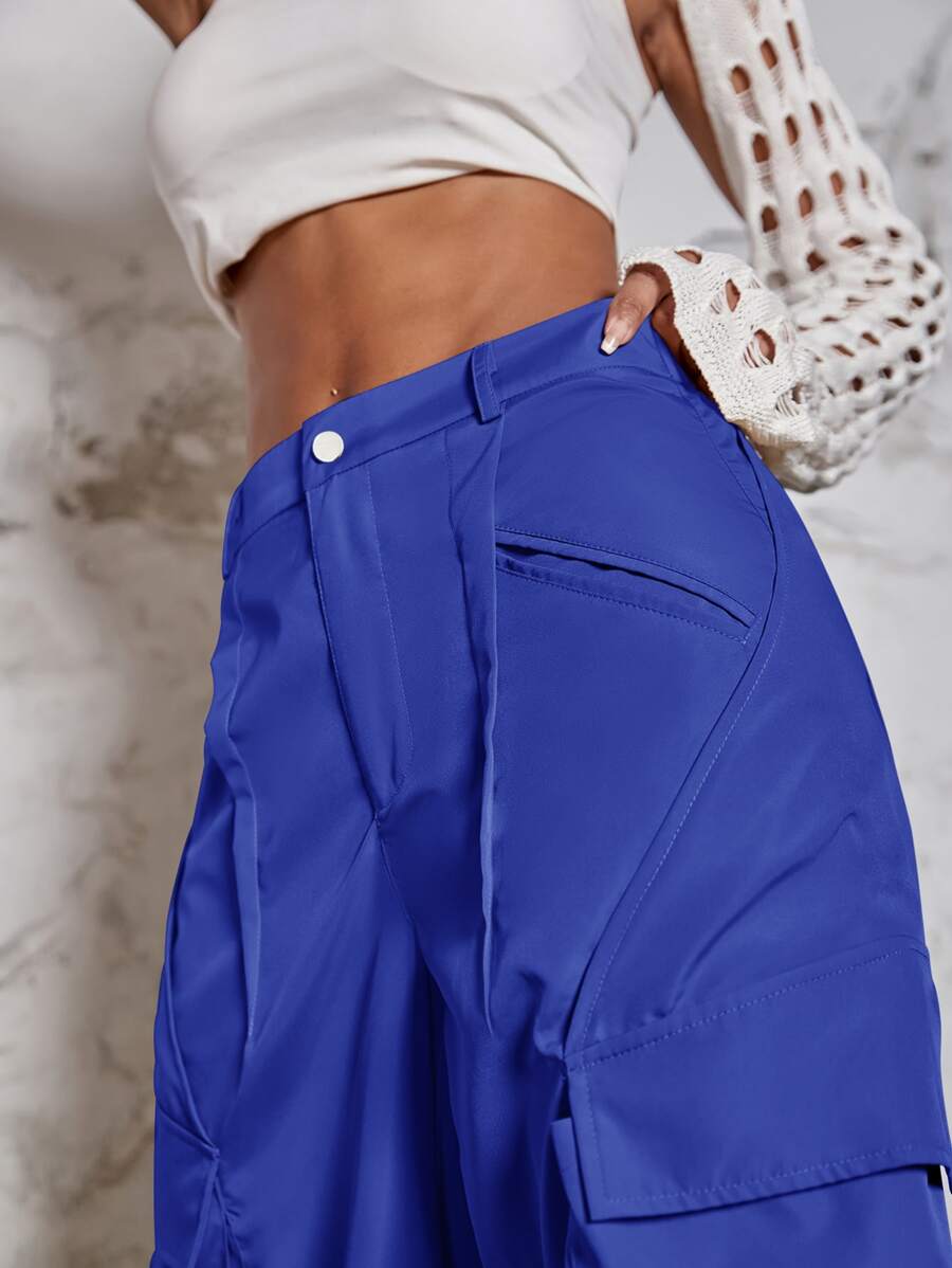 Hip Hop Flap Pocket Wide Leg Cargo Pants