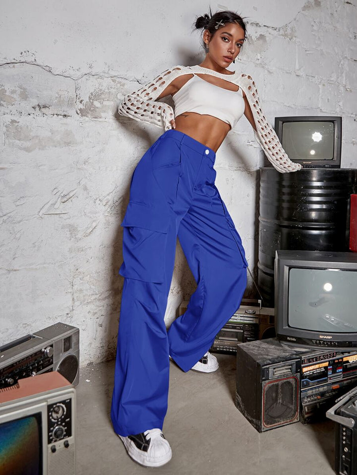 Hip Hop Flap Pocket Wide Leg Cargo Pants