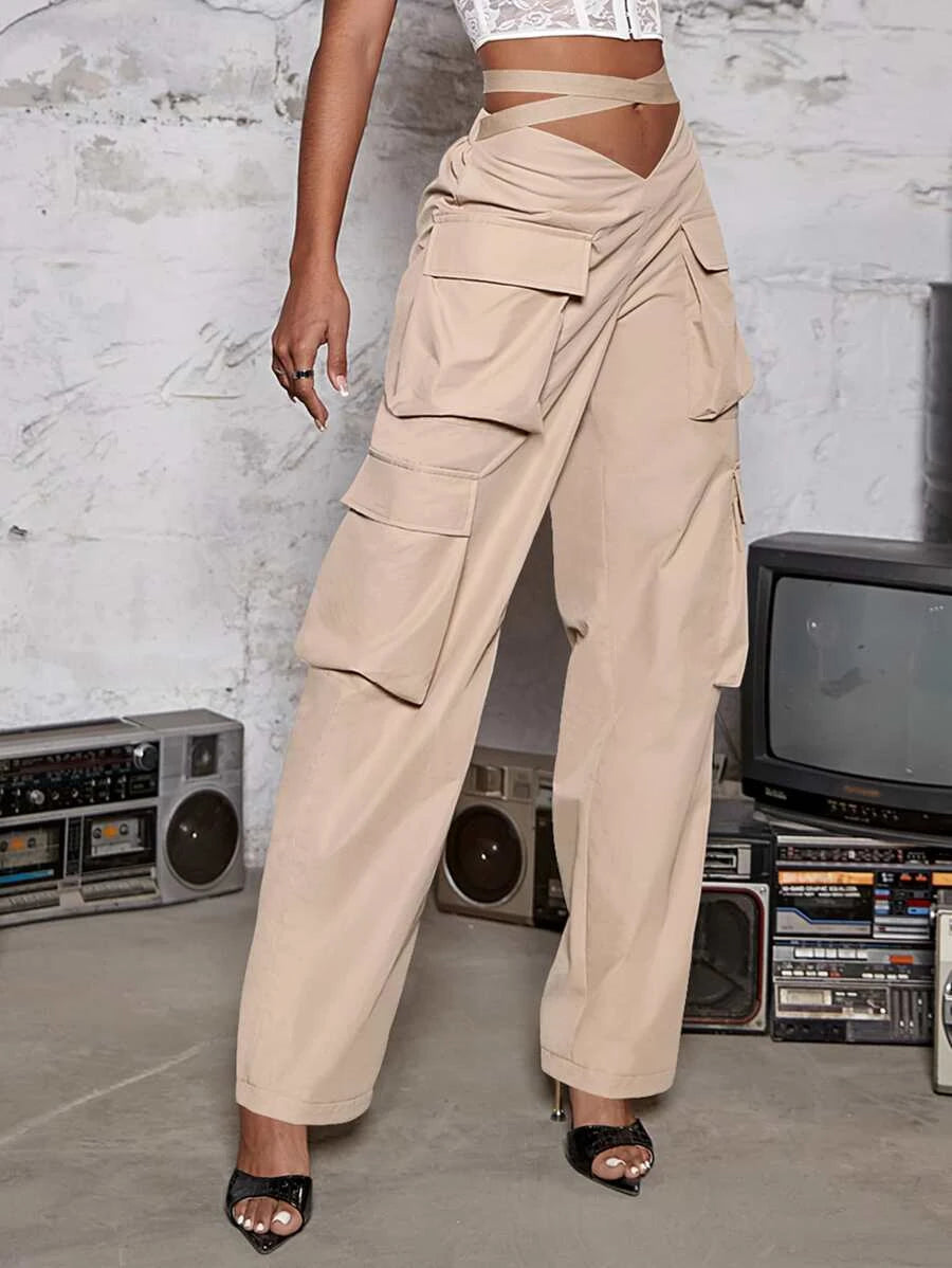 Street Vibes Tape Flap Pocket Side Cargo Pants