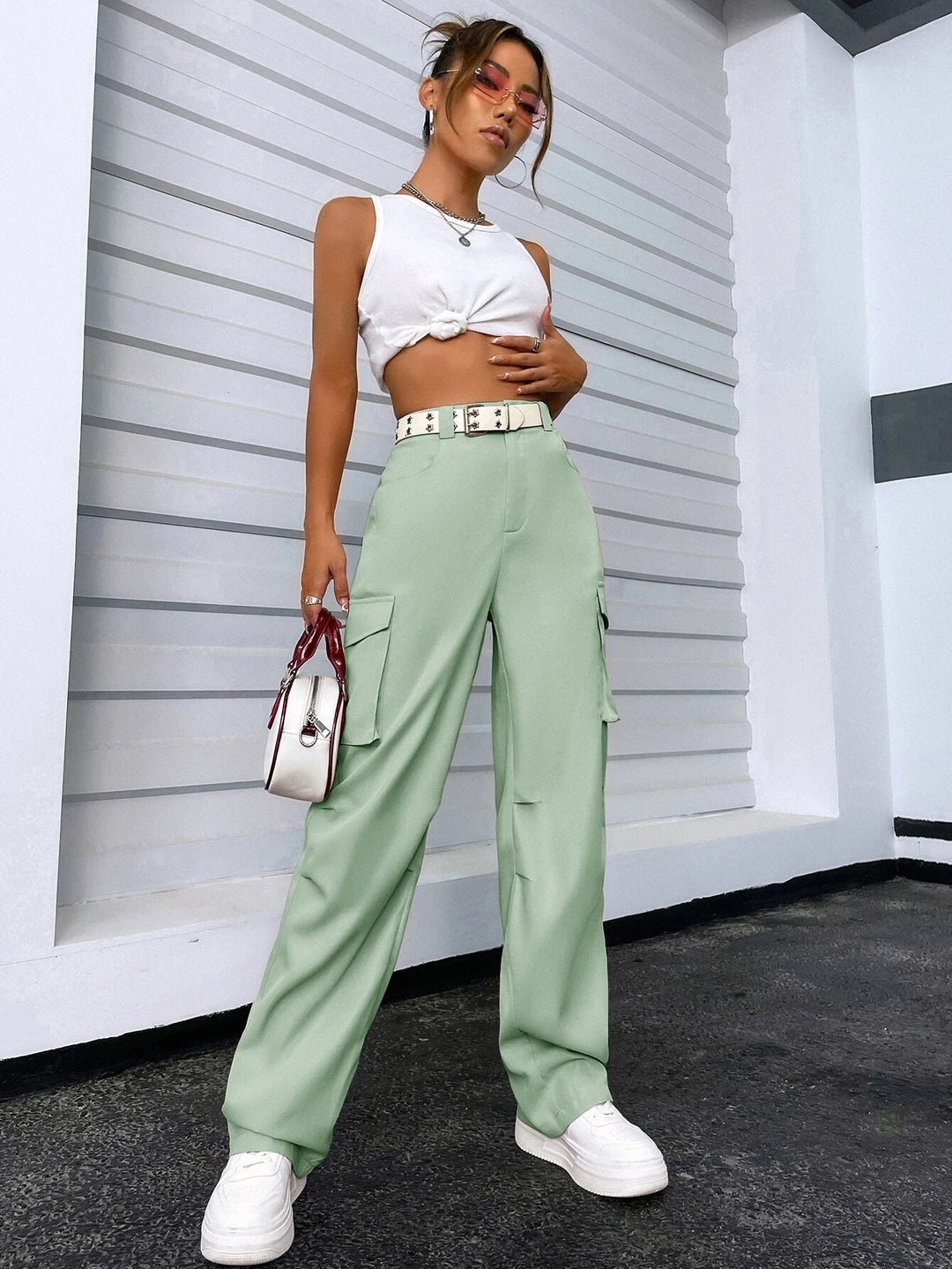 Regular Fit High Waist Cargo Pants