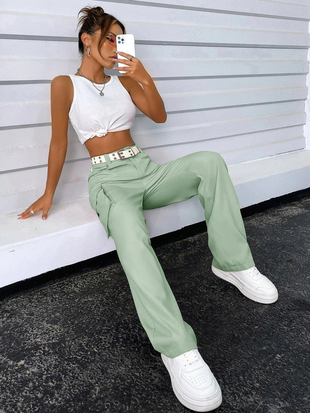 Regular Fit High Waist Cargo Pants