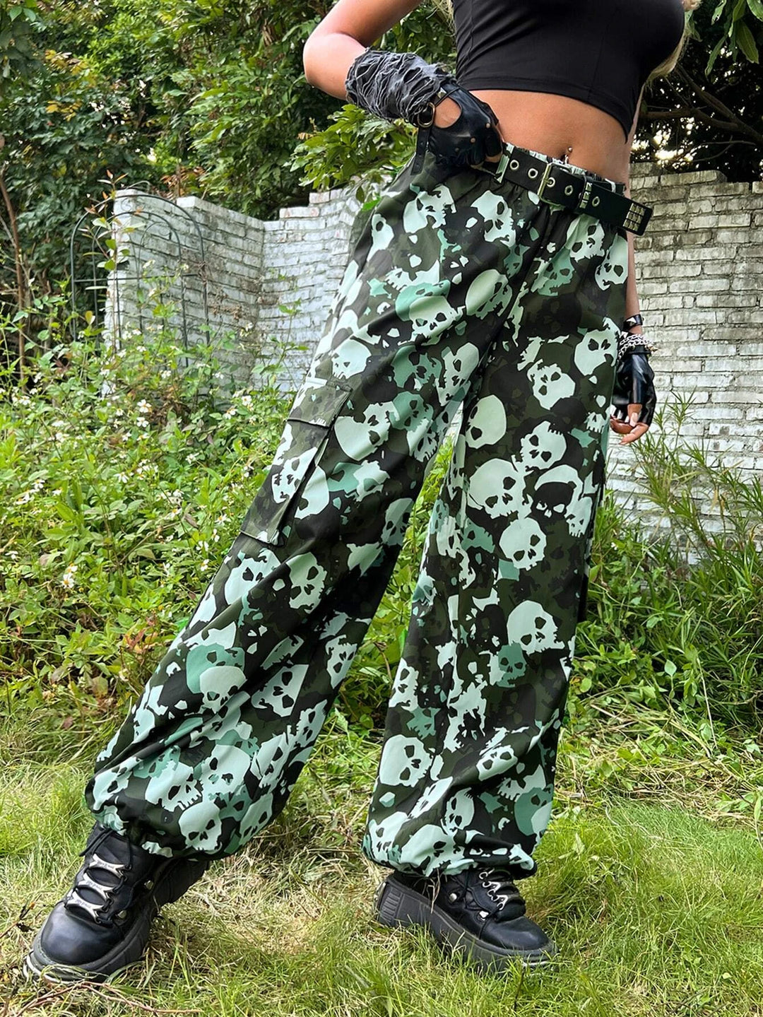 Printed Flap Pocket Side Cargo Pants