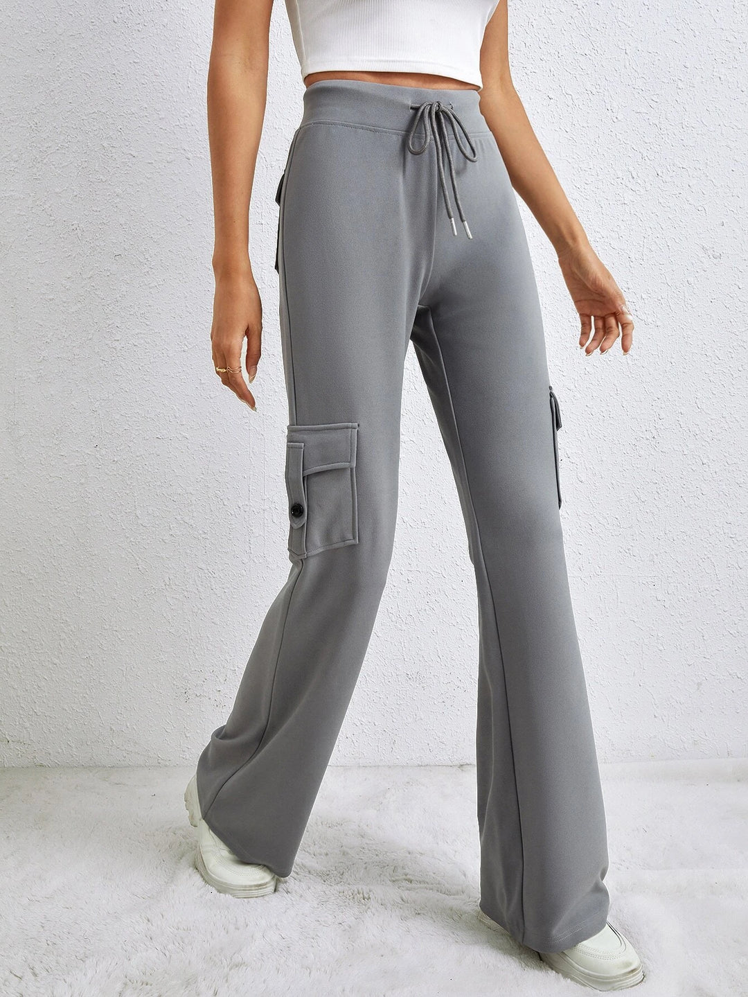 Tall Flap Pocket Side Drawstring Waist Cargo Pants