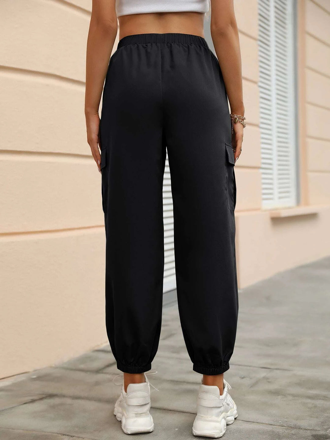 Cropped Flap Pocket Side Cargo Pants