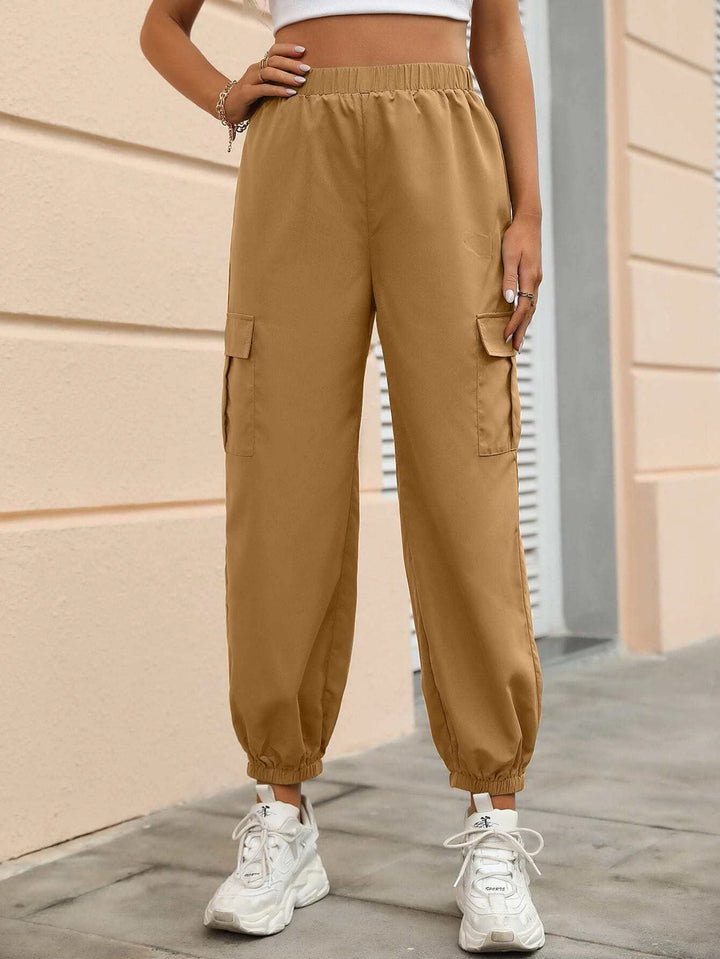 Cropped Flap Pocket Side Cargo Pants