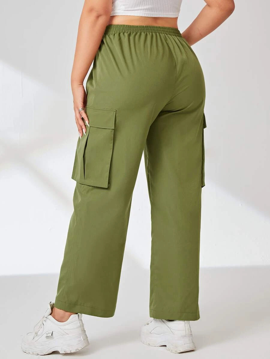 Plus Flap Pocket Side Easy Wear Cargo Pants