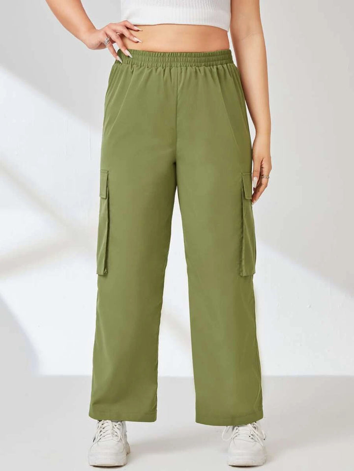 Plus Flap Pocket Side Easy Wear Cargo Pants