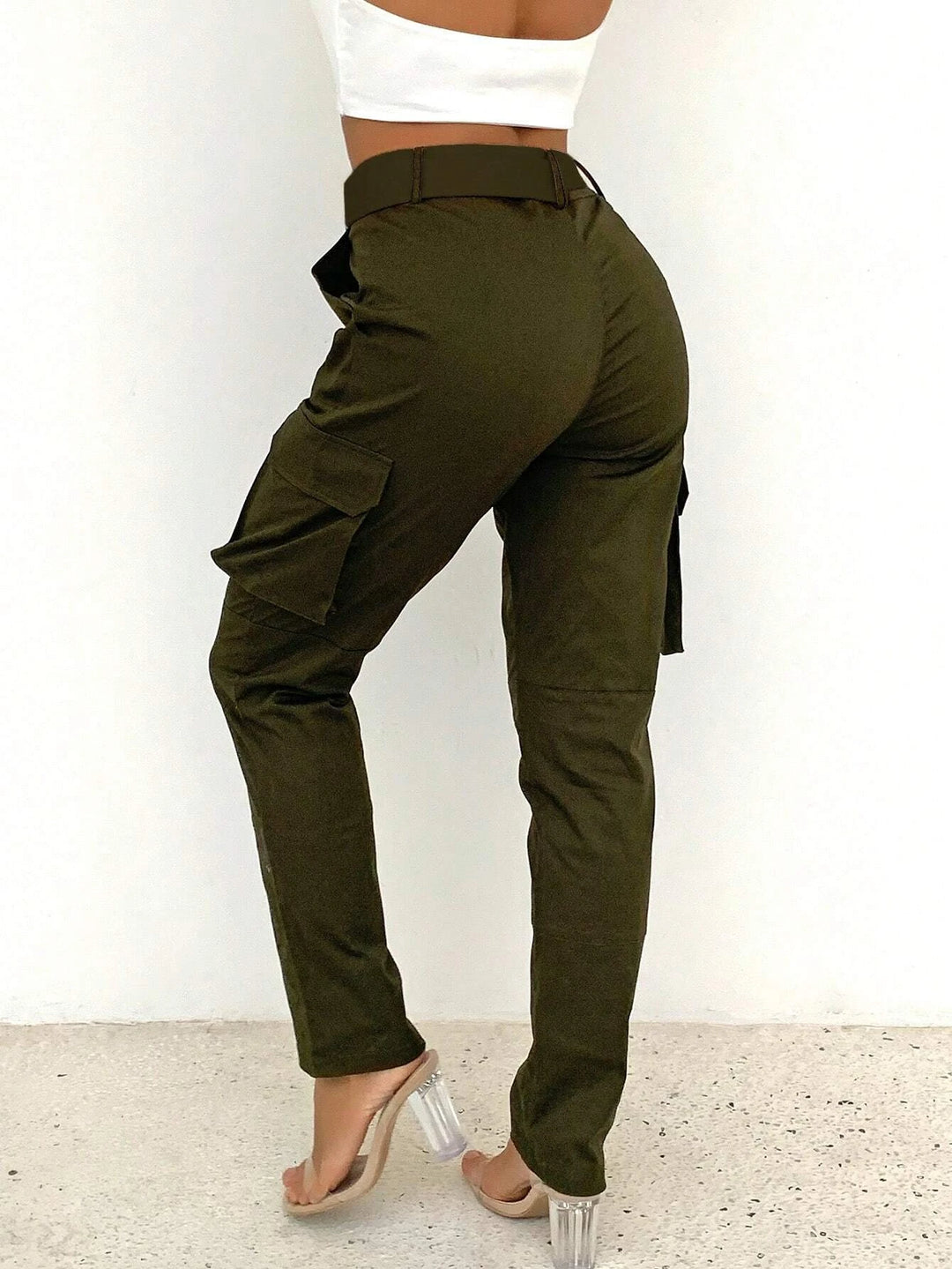 Flap Pocket Belted Cargo Pants