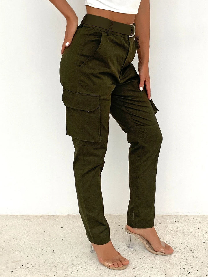 Flap Pocket Belted Cargo Pants