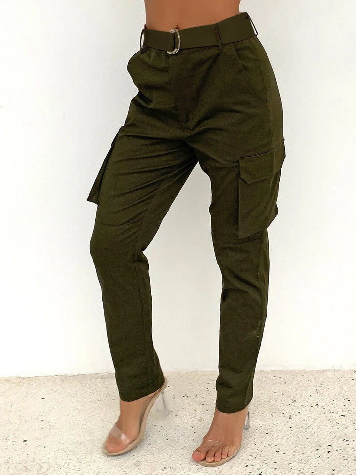 Flap Pocket Belted Cargo Pants