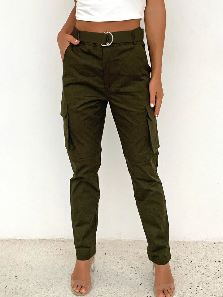 Flap Pocket Belted Cargo Pants