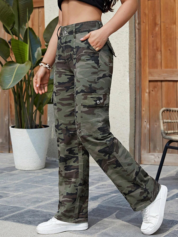 Printed Pocket Side Cargo Pants