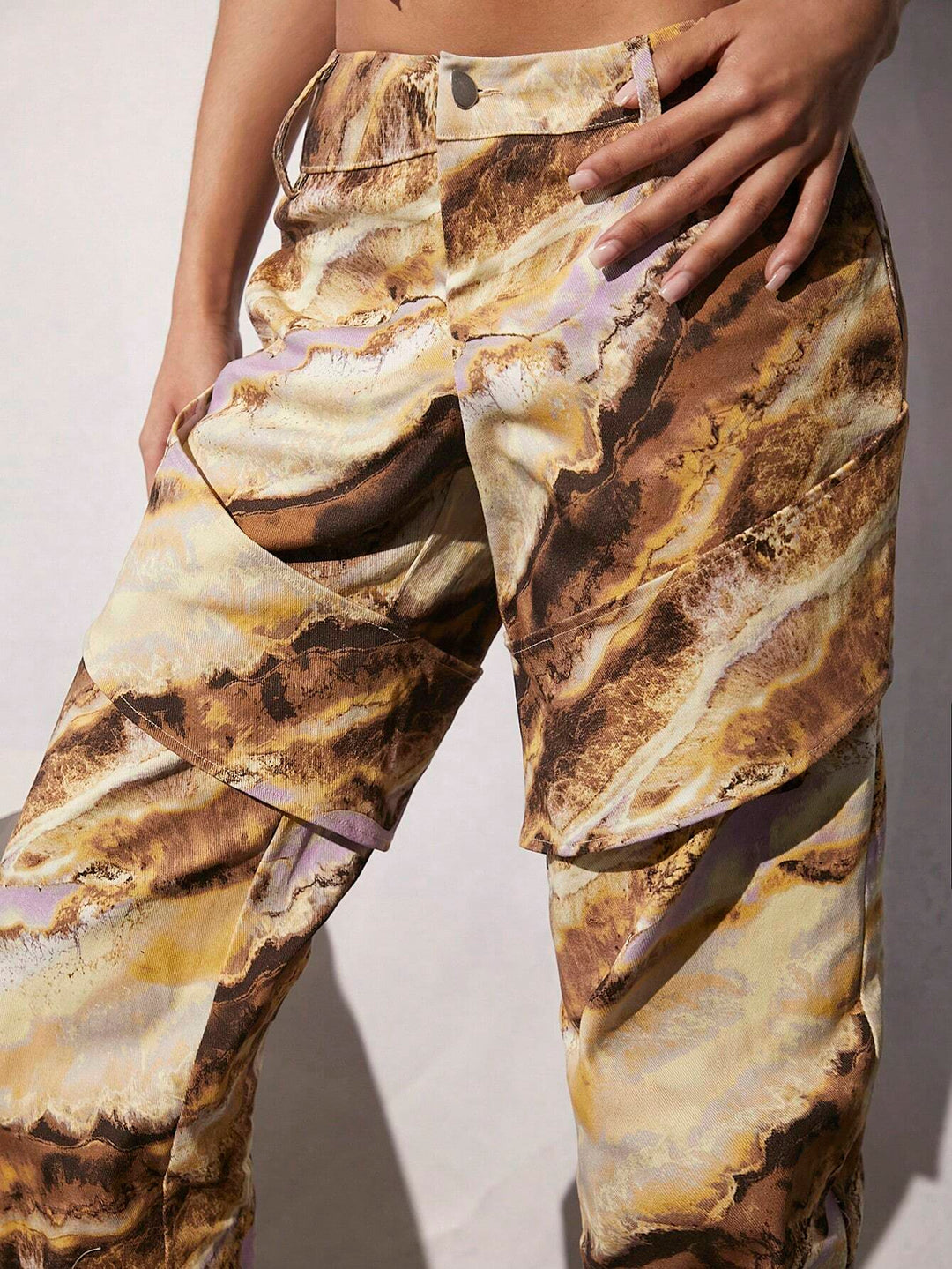 Marble Print Straight Leg Pants