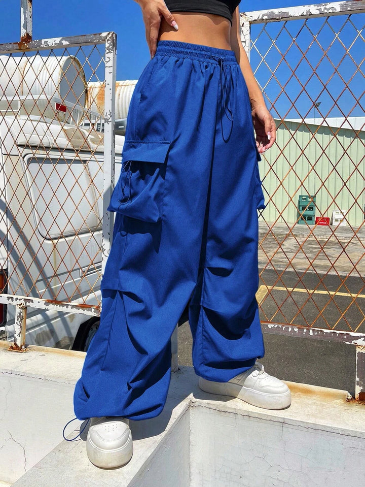 Drawstring Waist Cargo Pants