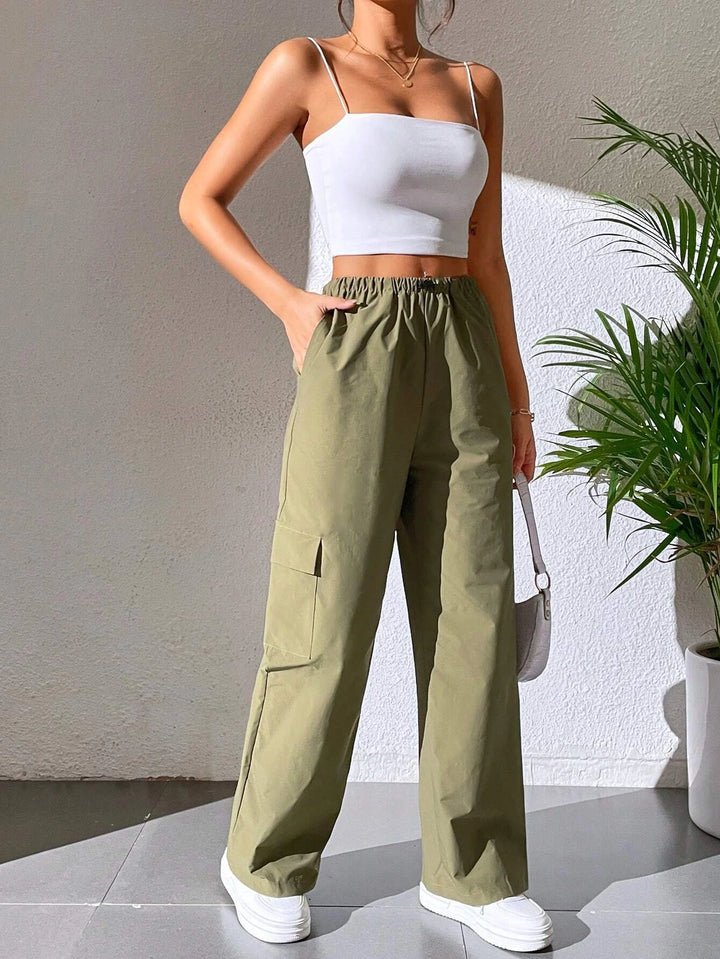 Casual Plain Cargo Cropped Pant