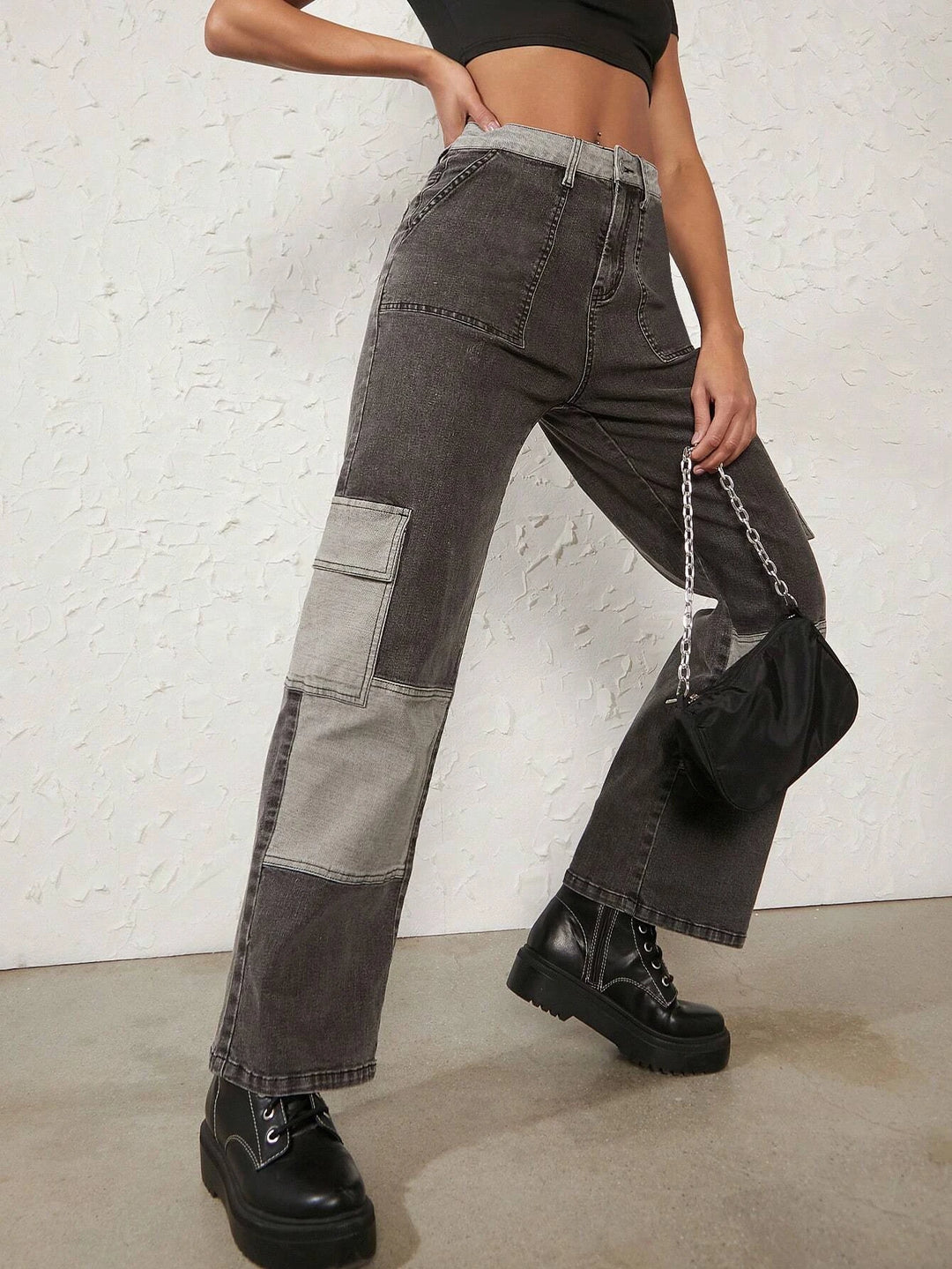 Flap Pocket Side Cargo Jeans