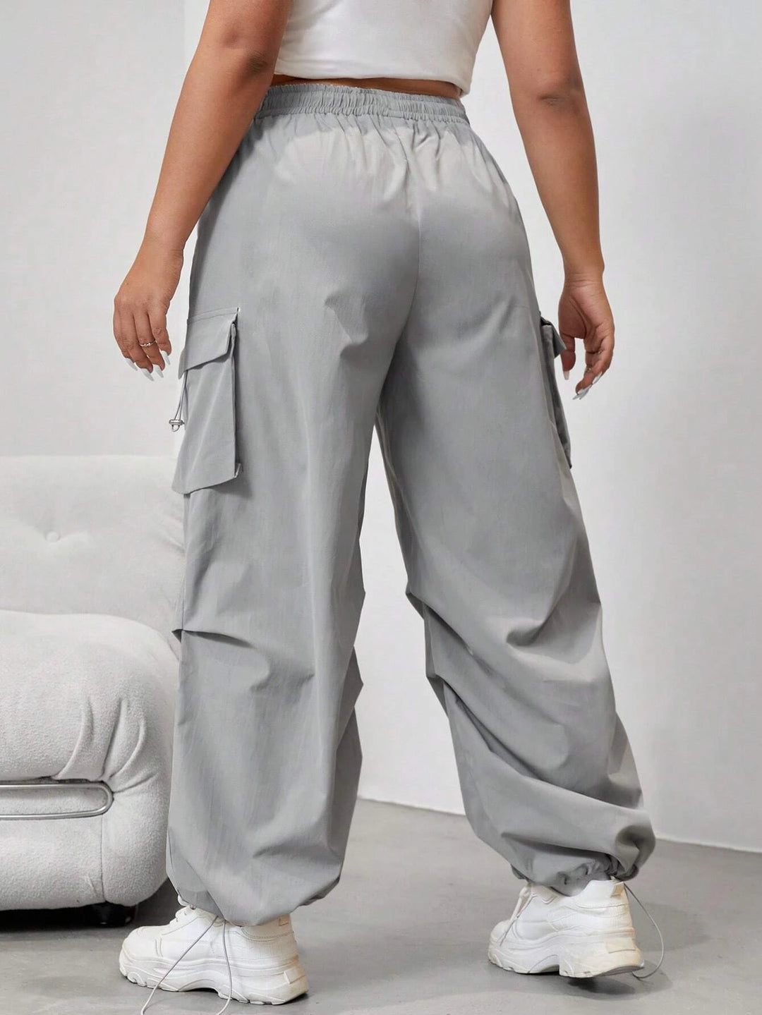 Plain Flap Side Pocket Casual Cargo Pants