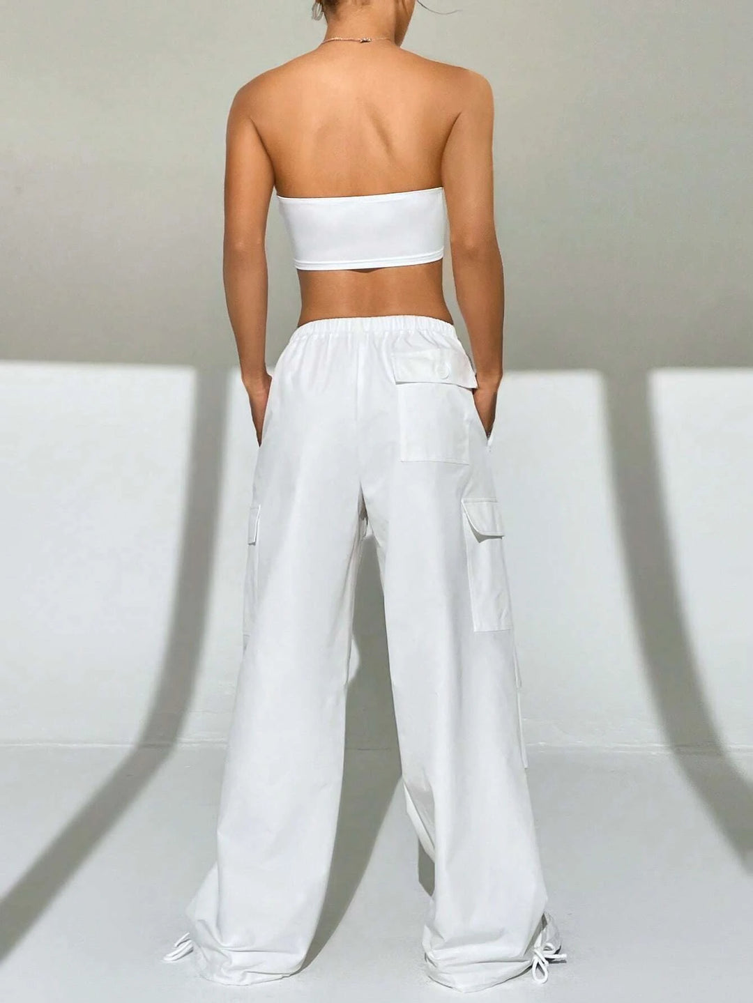 Crop Top With Waist Cargo Pants