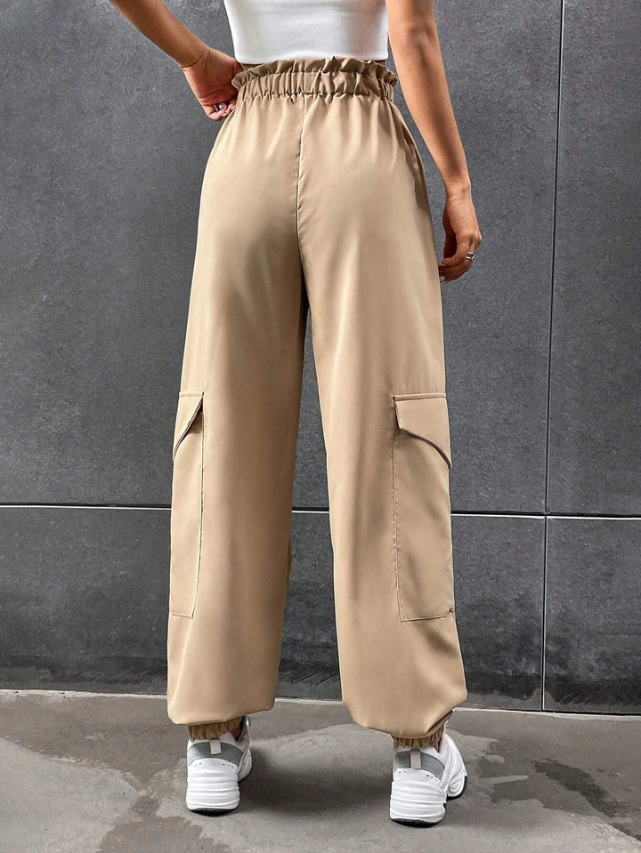 Elastic Knot Detail Pants With Pocket