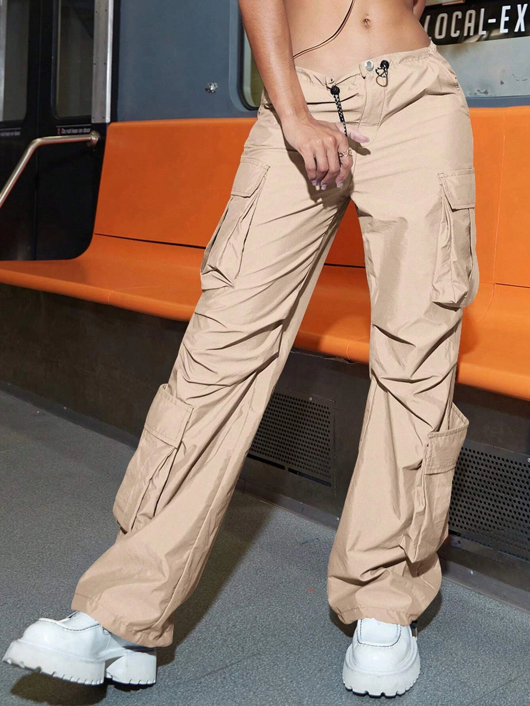 Long High Waist Cargo Pants