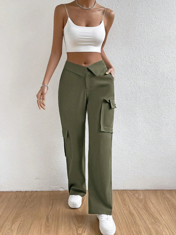 High Waist Regular Fit Cargo Pants