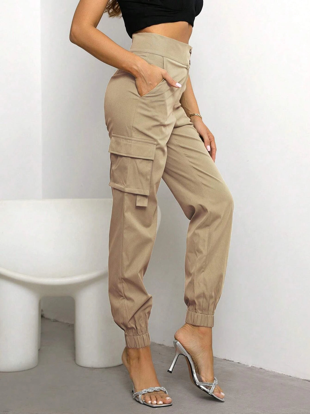 Flap Side Pocket Casual Cargo Pants