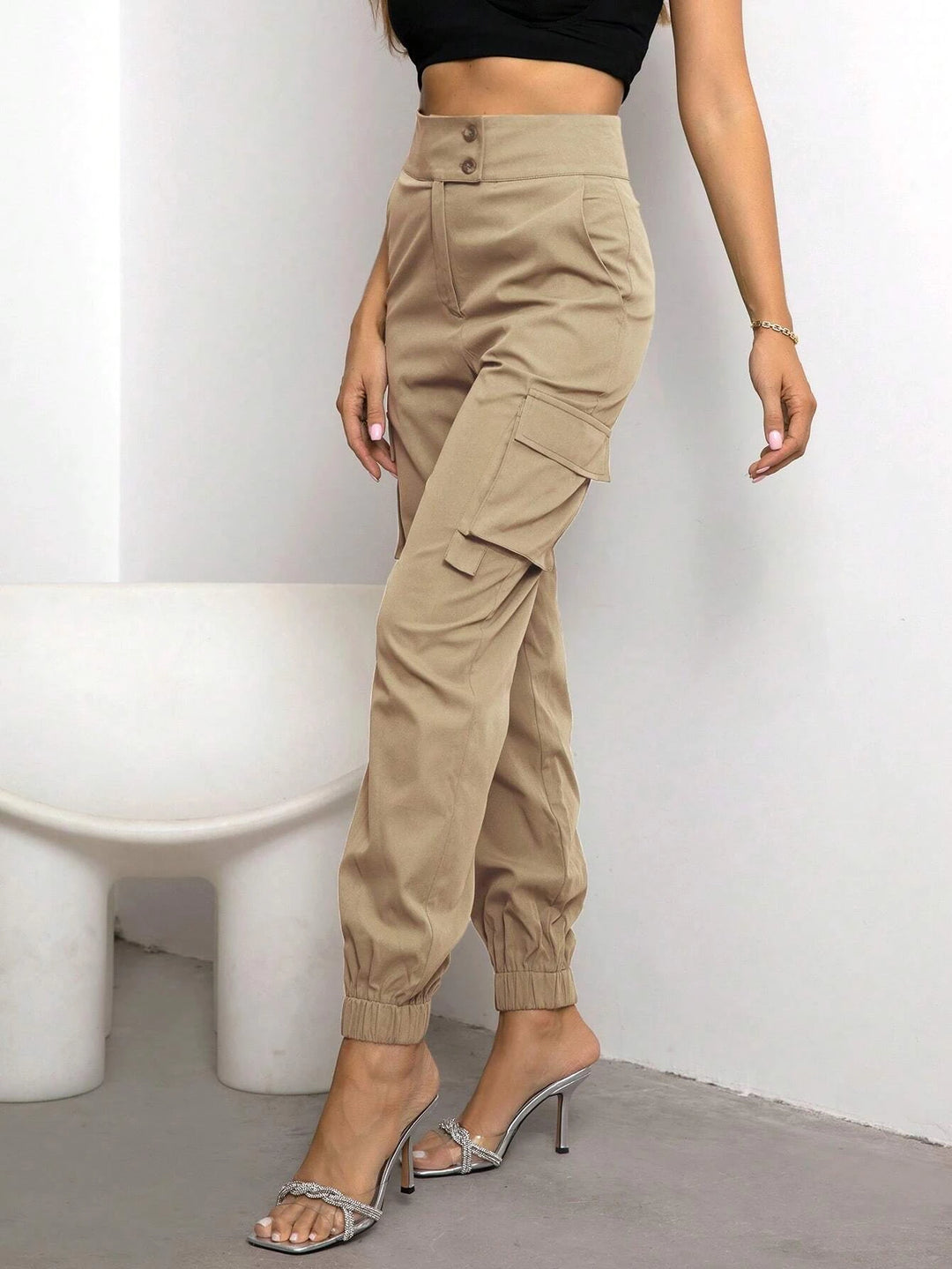 Flap Side Pocket Casual Cargo Pants