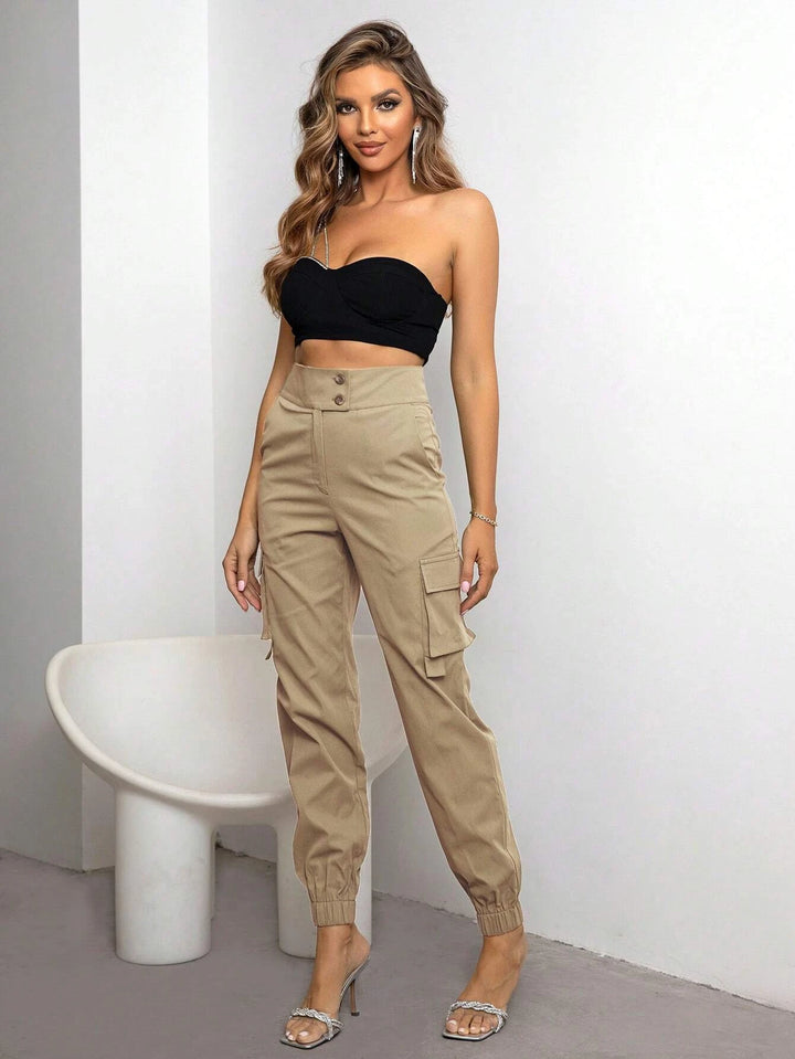 Flap Side Pocket Casual Cargo Pants