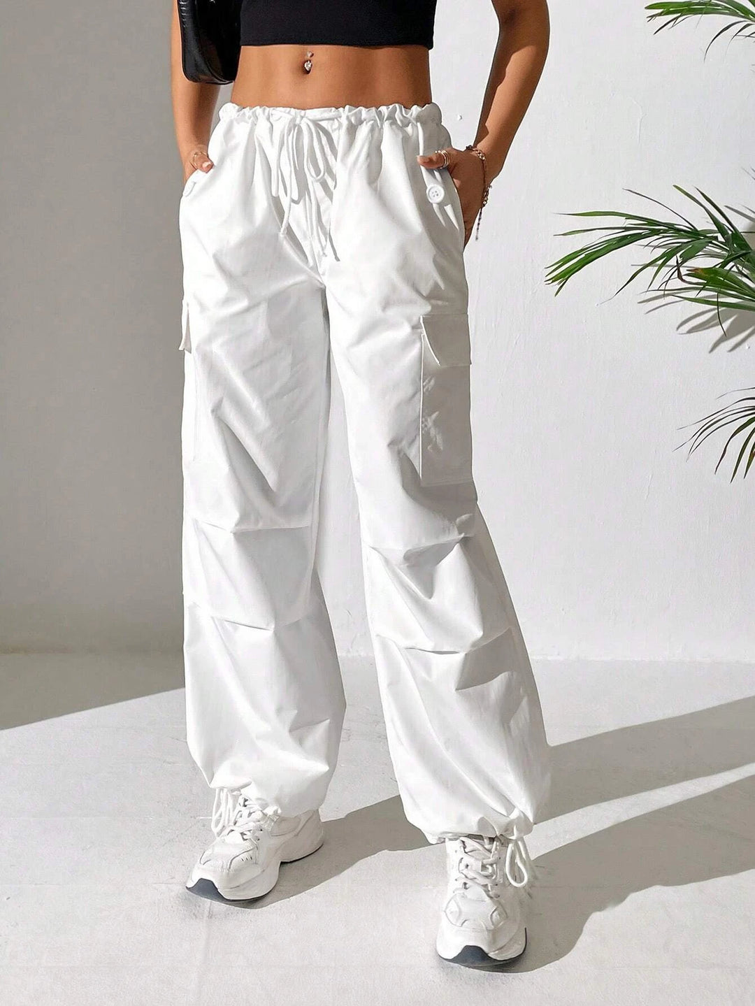 Drawstring Parachute Cargo Pants