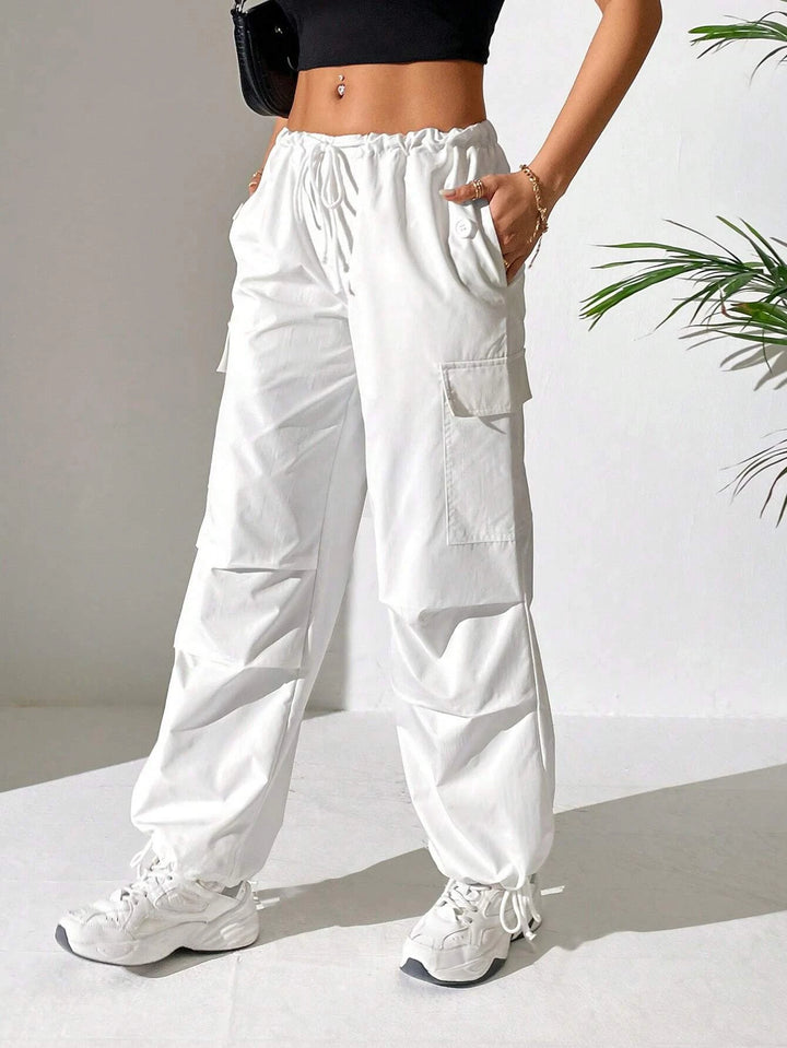 Drawstring Parachute Cargo Pants