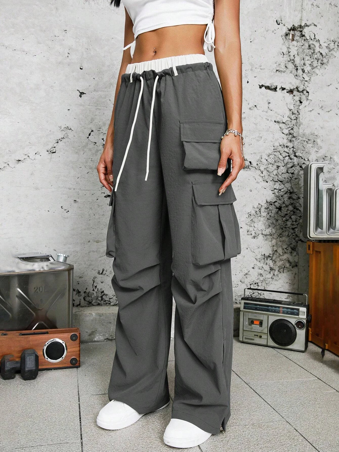 Ruched Drawstring Cargo Pant