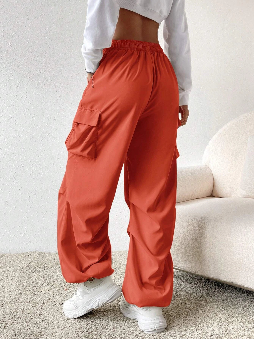 Drawstring Waist Regular Fit Casual Cargo Pants