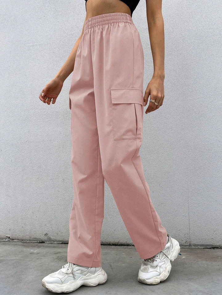 Elastic Waist Non Stretch Cargo Pants