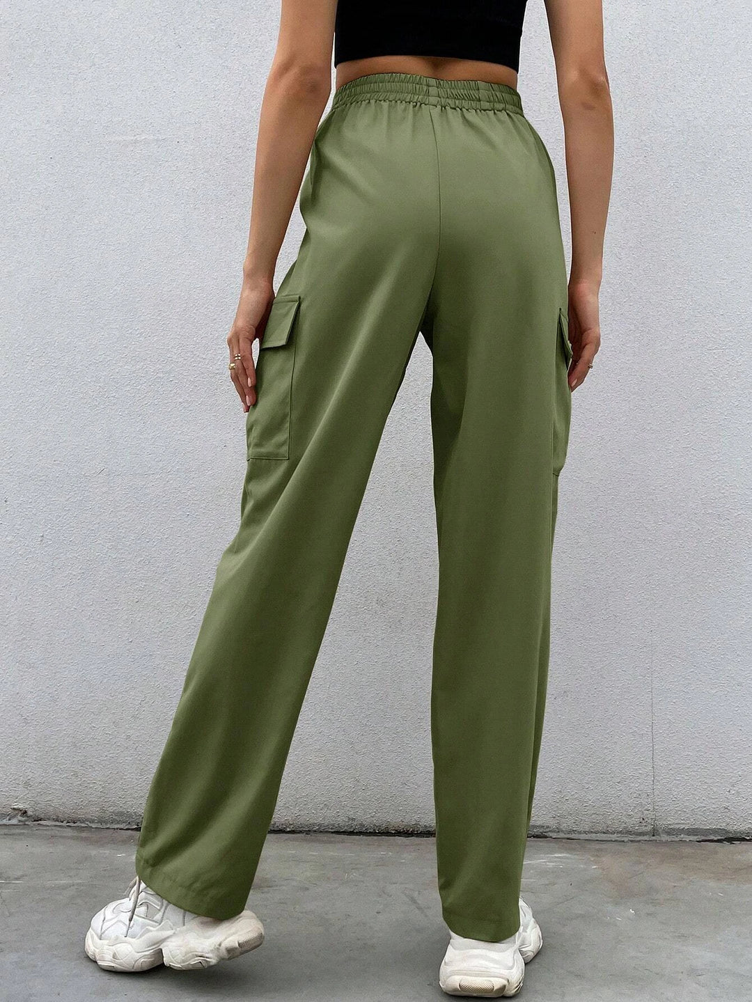 Elastic Waist Non Stretch Cargo Pants