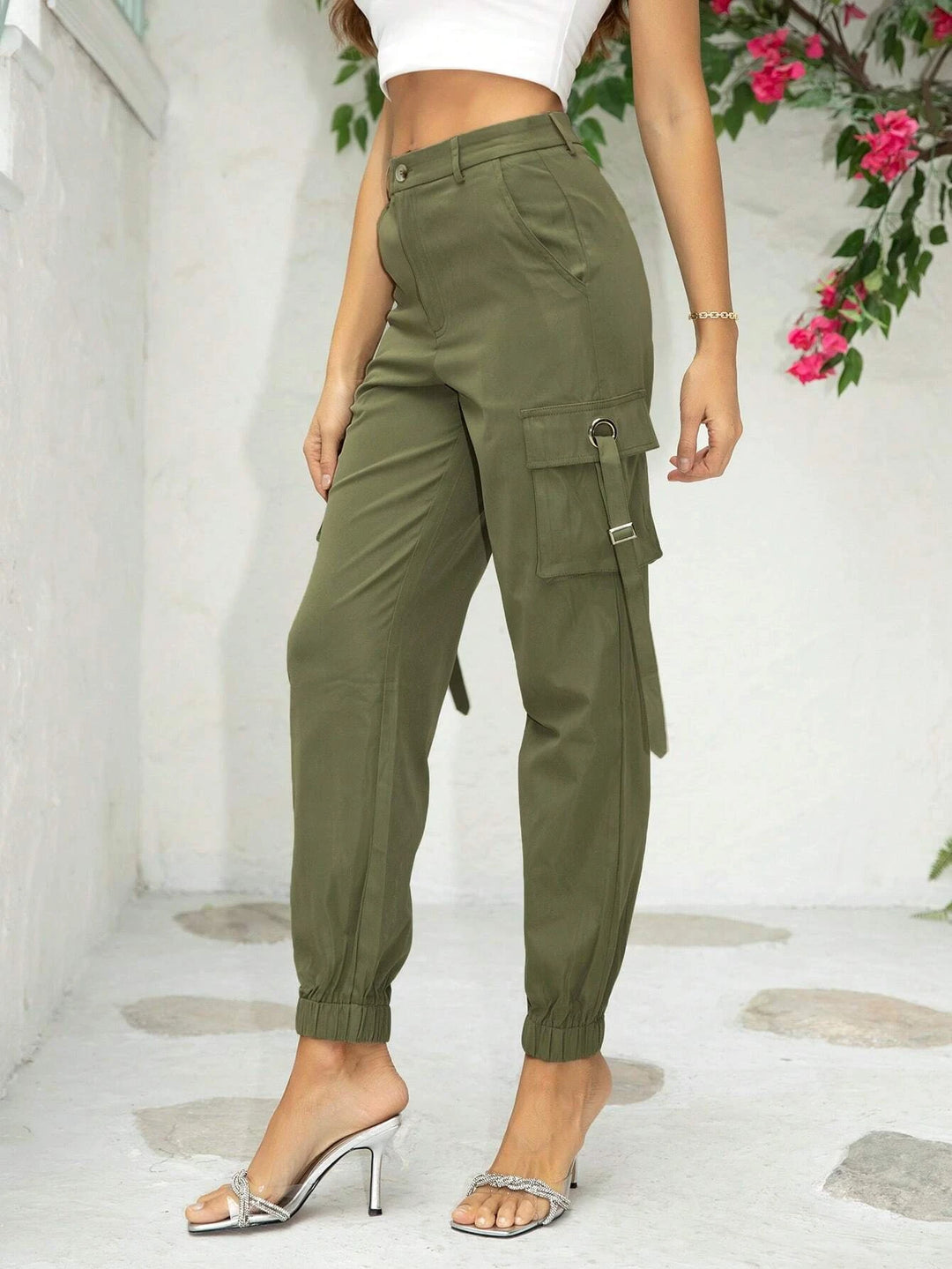 Elegant Flap Pocket Side Cargo Pants