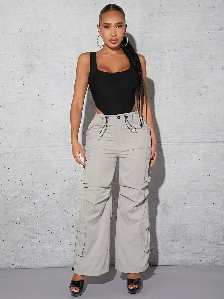 Drawstring Flap Pocket Cargo Pant