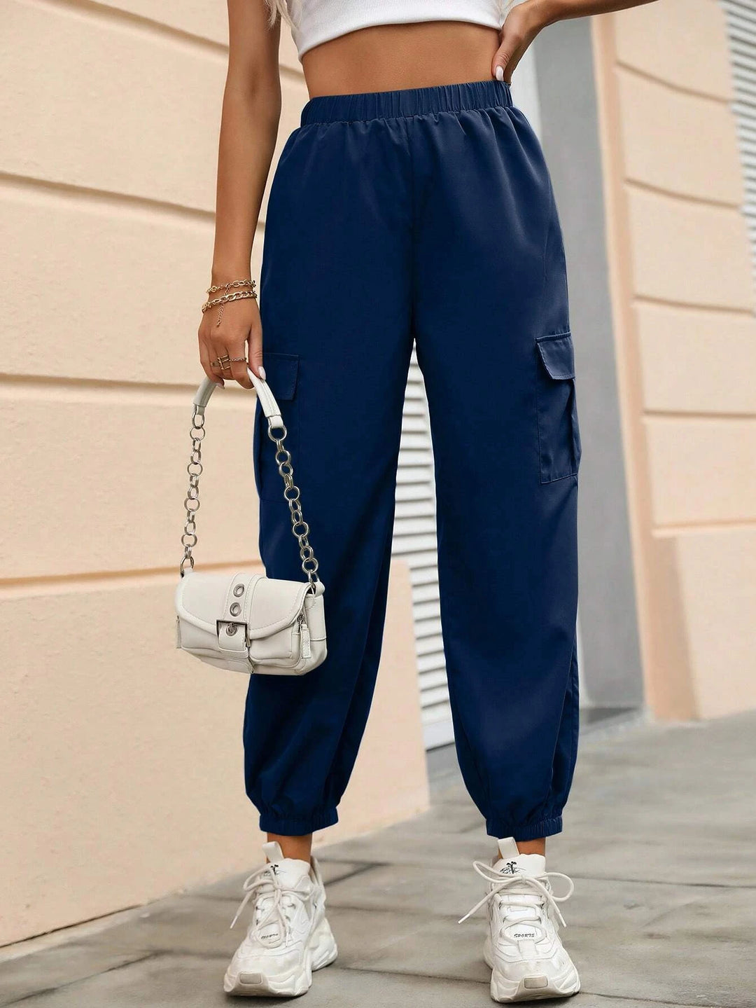 Cropped Flap Pocket Side Cargo Pants