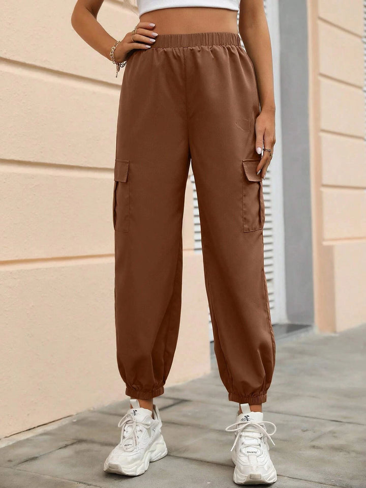 Cropped Flap Pocket Side Cargo Pants