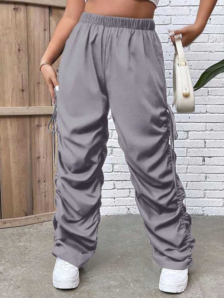 Drawstring Side Ruched Pants