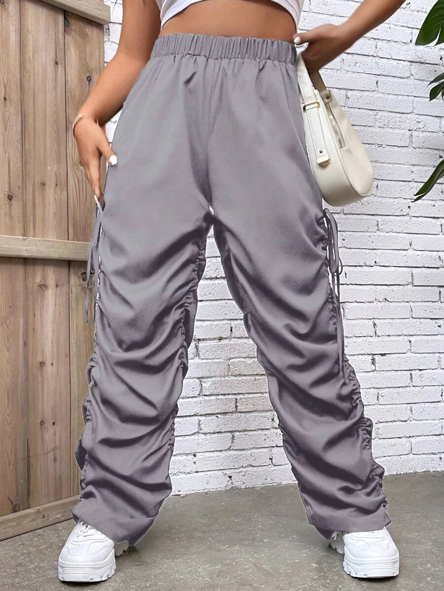 Drawstring Side Ruched Pants