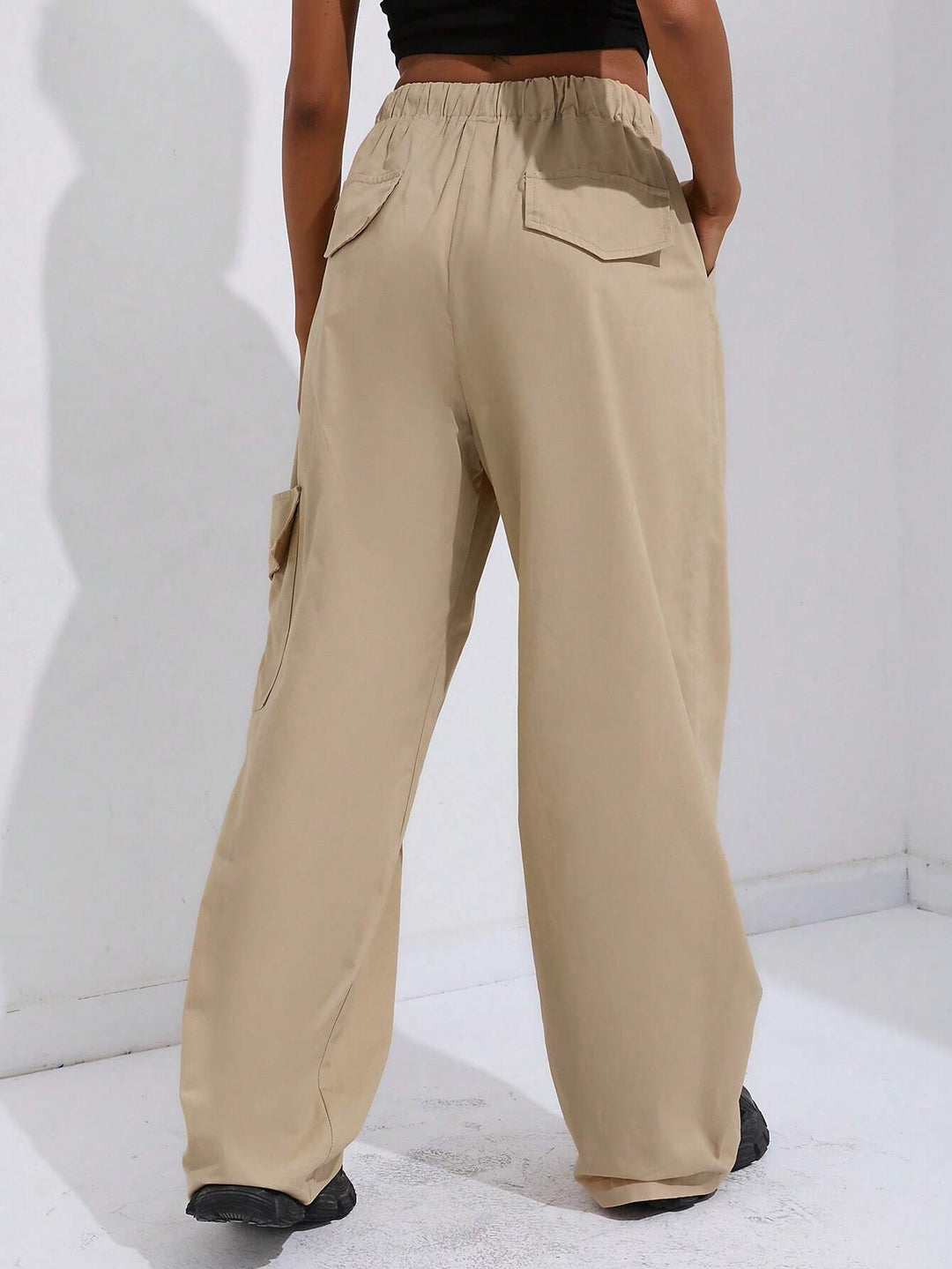 Natural Waist Drawstring Pants With Pocket