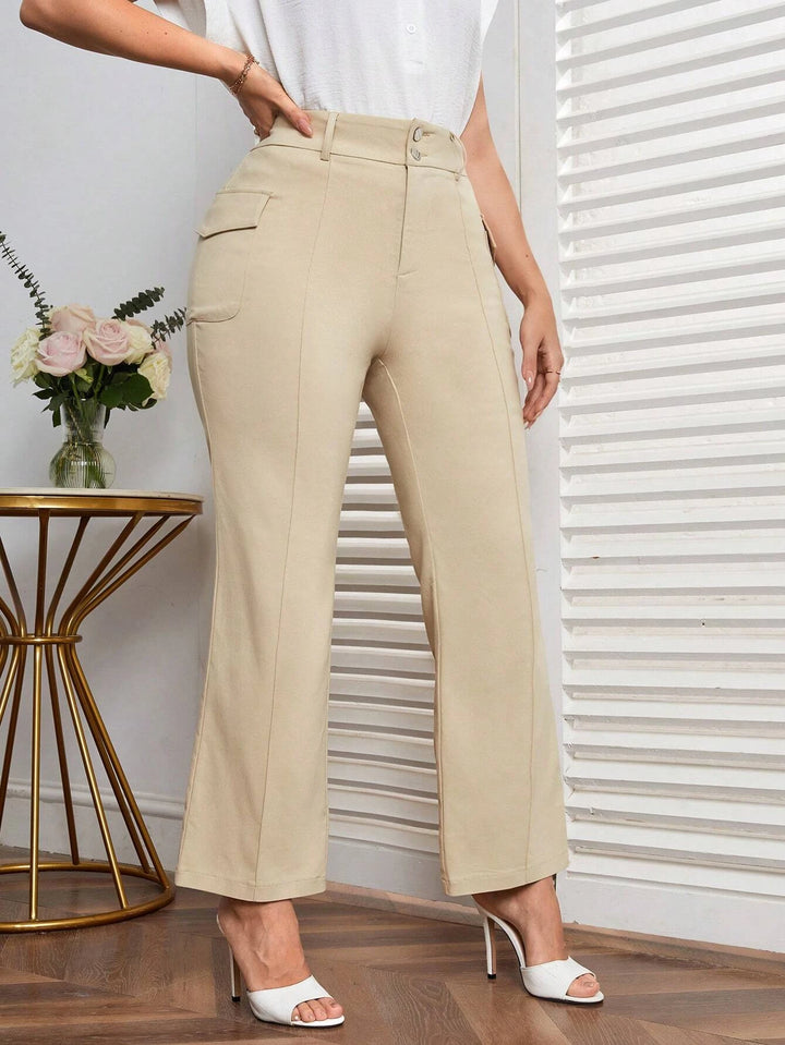 High Rise Cargo Pants With Flap Pocket