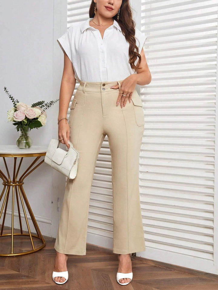 High Waist Flap Pocket Cargo Pants