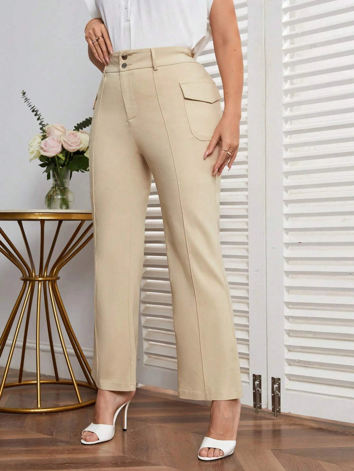 High Rise Cargo Pants With Flap Pocket