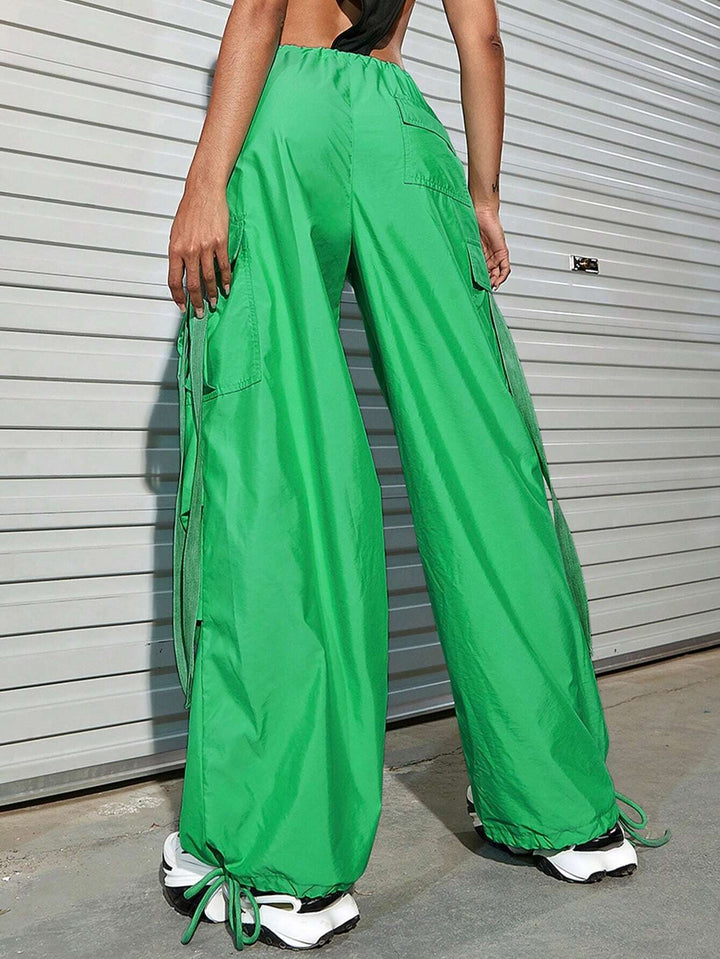 Long Fit Drawstring Waistline Pants